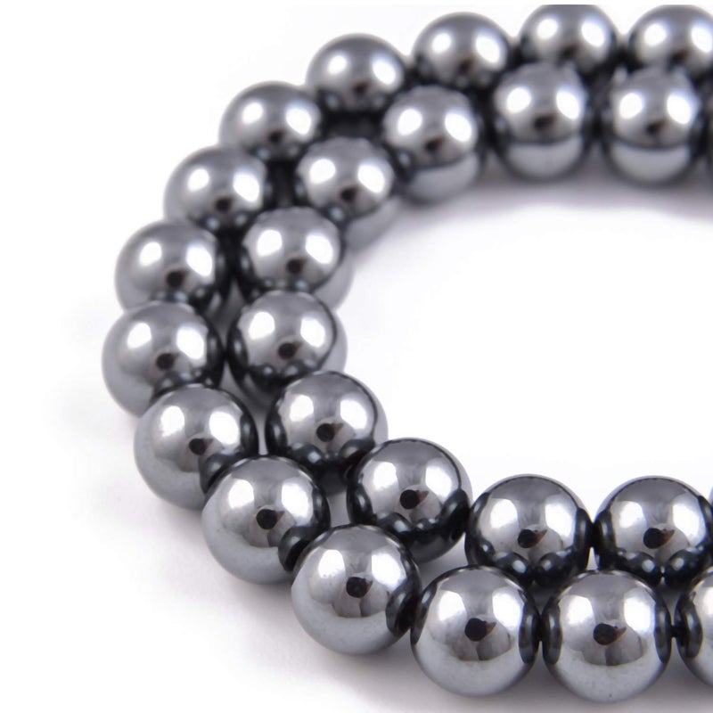 Nancybeads 45pcs 8mm Natural Black Hematite Gemstone Round Spacer Loose Stone Beads for Jewelry Making 15.5" 1 Strand (Black Hematite, 8mm 45Beads) - Image 1
